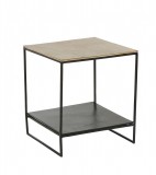 SIDE TABLE WITH SHELF BLACK AND GOLD CUBE - CAFE, SIDE TABLES